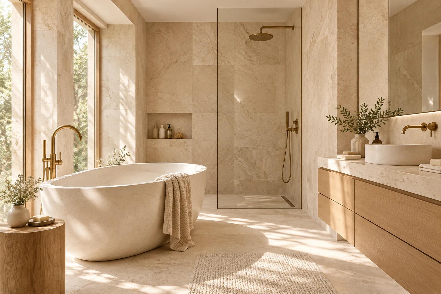 Baignoire et espace douche — après